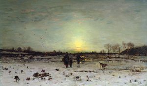 Paesaggio invernale al tramonto